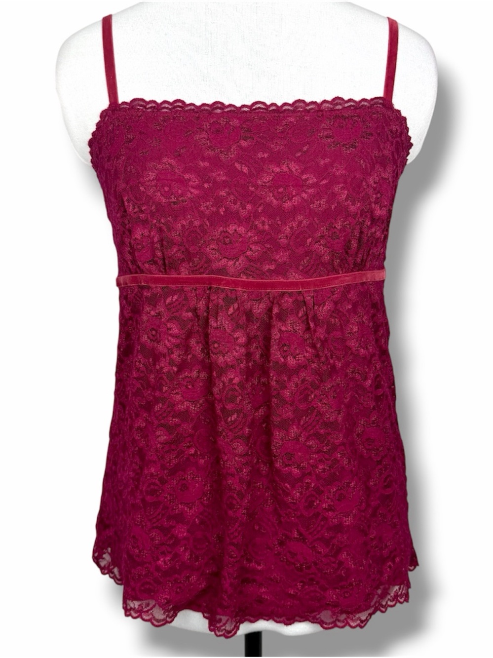 New York & Company Burgundy Lace Cami‎ Tank Top Women's M